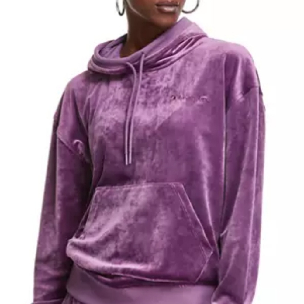 CHAMPION, Purple, Velour, Track Suit, Top, Hooded, Lush, Medium, Crushed, Luxe